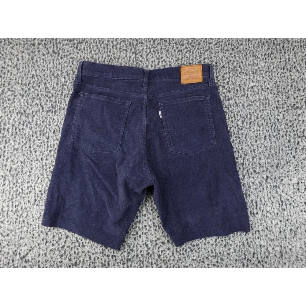Levi's Wedgie Straight Shorts Womens‎ 32 Navy Blue Corduroy Raw Hem 11165